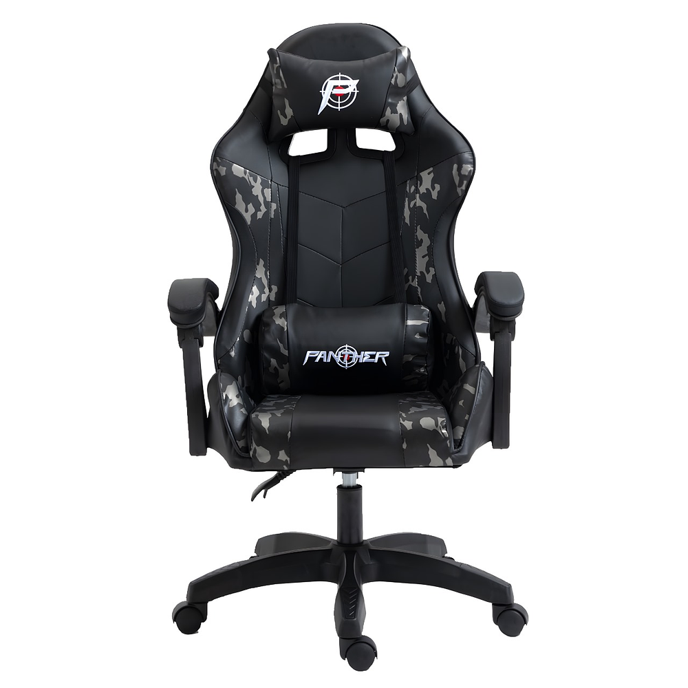 Silla Gamer Panther, Reclinable, Diseño Camuflaje Gris 3