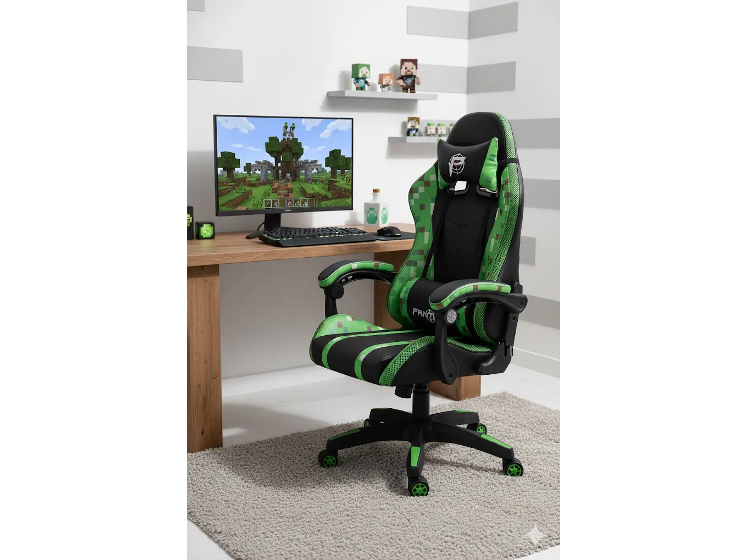 Silla Gamer Panther, Reclinable, Diseño Minecraft 1