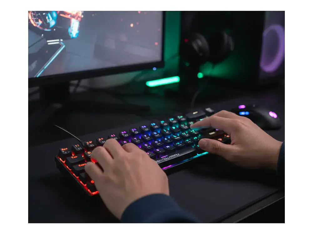 Teclado Mecánico Queen Collarwali 60%, inalámbrico, Color Negro, Switch Azul, Layout Español 4
