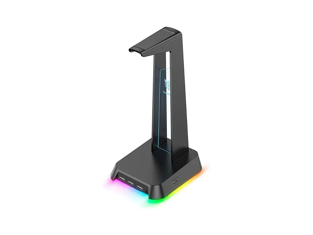 Soporte Audifonos Onikuma St-2, RGB, Color Negro, Hub USB 5