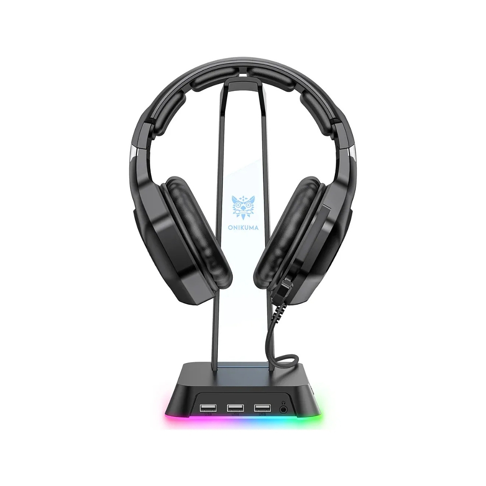 Soporte Audifonos Onikuma St-2, RGB, Color Negro, Hub USB 2