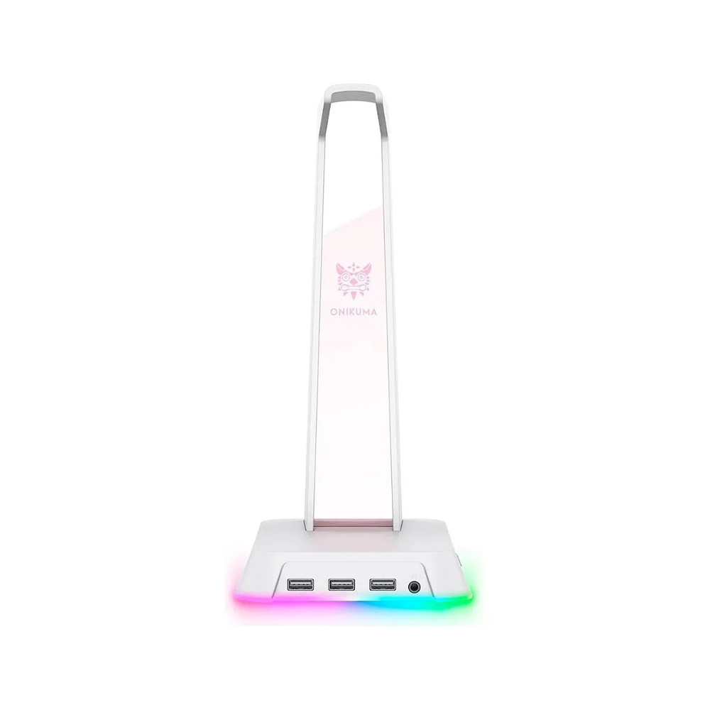 Soporte Audifonos Onikuma St-2, RGB, Color Blanco, Hub USB 5