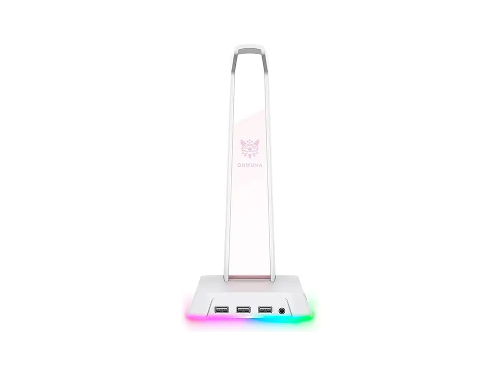 Soporte Audifonos Onikuma St-2, RGB, Color Blanco, Hub USB 5
