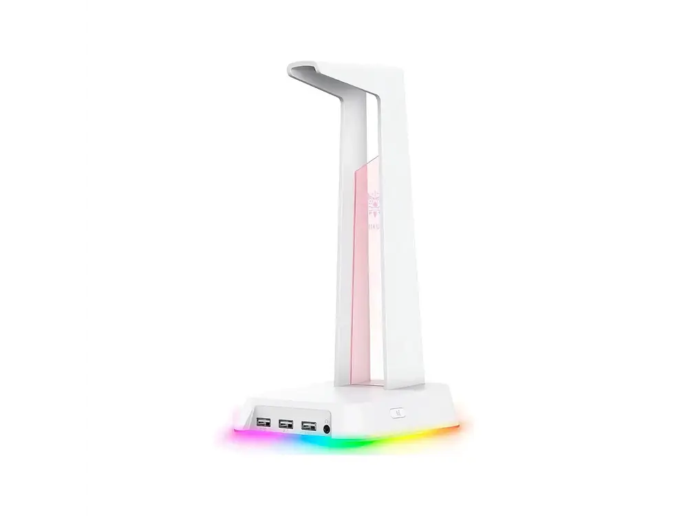 Soporte Audifonos Onikuma St-2, RGB, Color Blanco, Hub USB 1