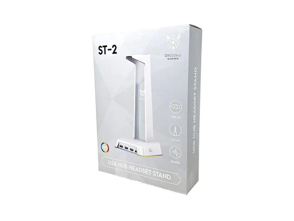 Soporte Audifonos Onikuma St-2, RGB, Color Blanco, Hub USB 6