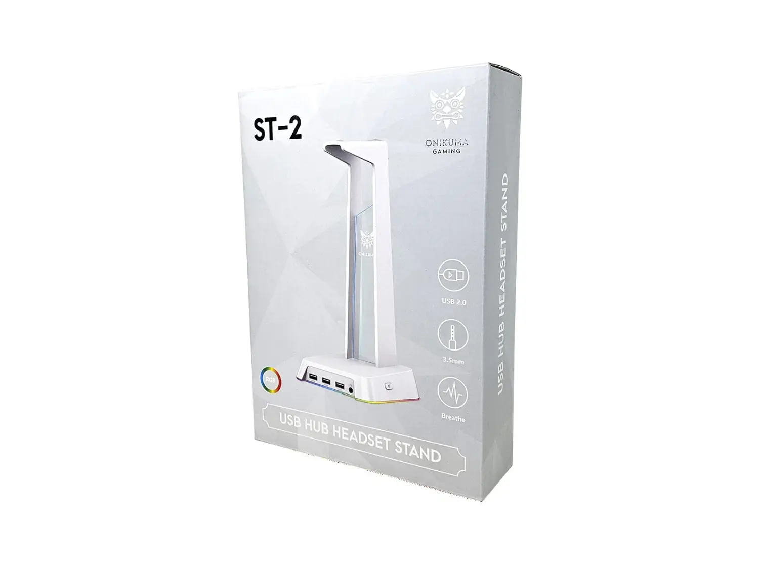 Soporte Audifonos Onikuma St-2, RGB, Color Blanco, Hub USB 6