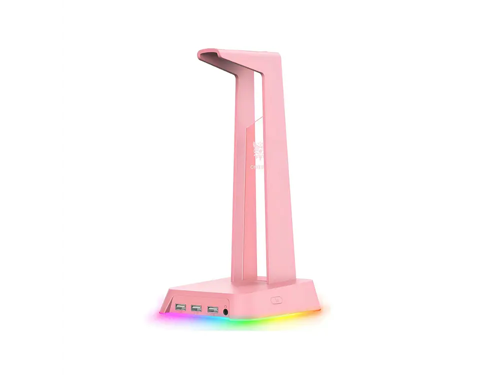 Soporte Audifonos Onikuma St-2, RGB, Color Rosado, Hub USB 1