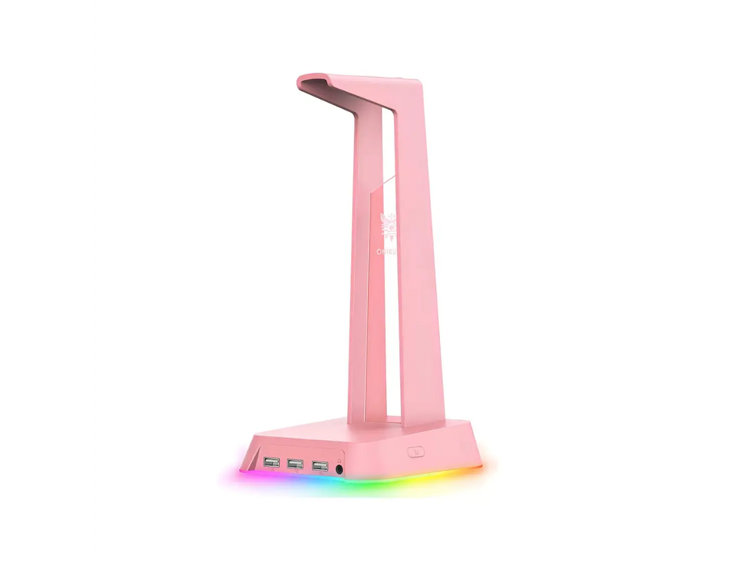 Soporte Audifonos Onikuma St-2, RGB, Color Rosado, Hub USB 1