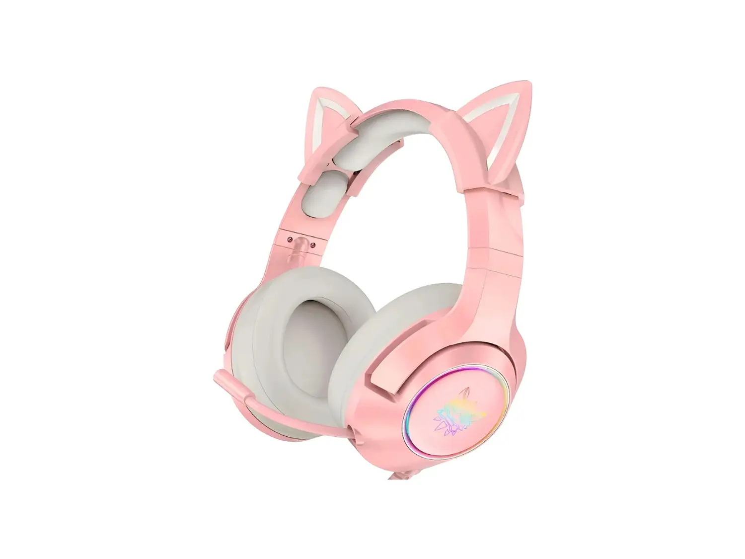 Audífonos Gamer Onikuma K9 + Kitty Ears, RGB, Color Rosado 1