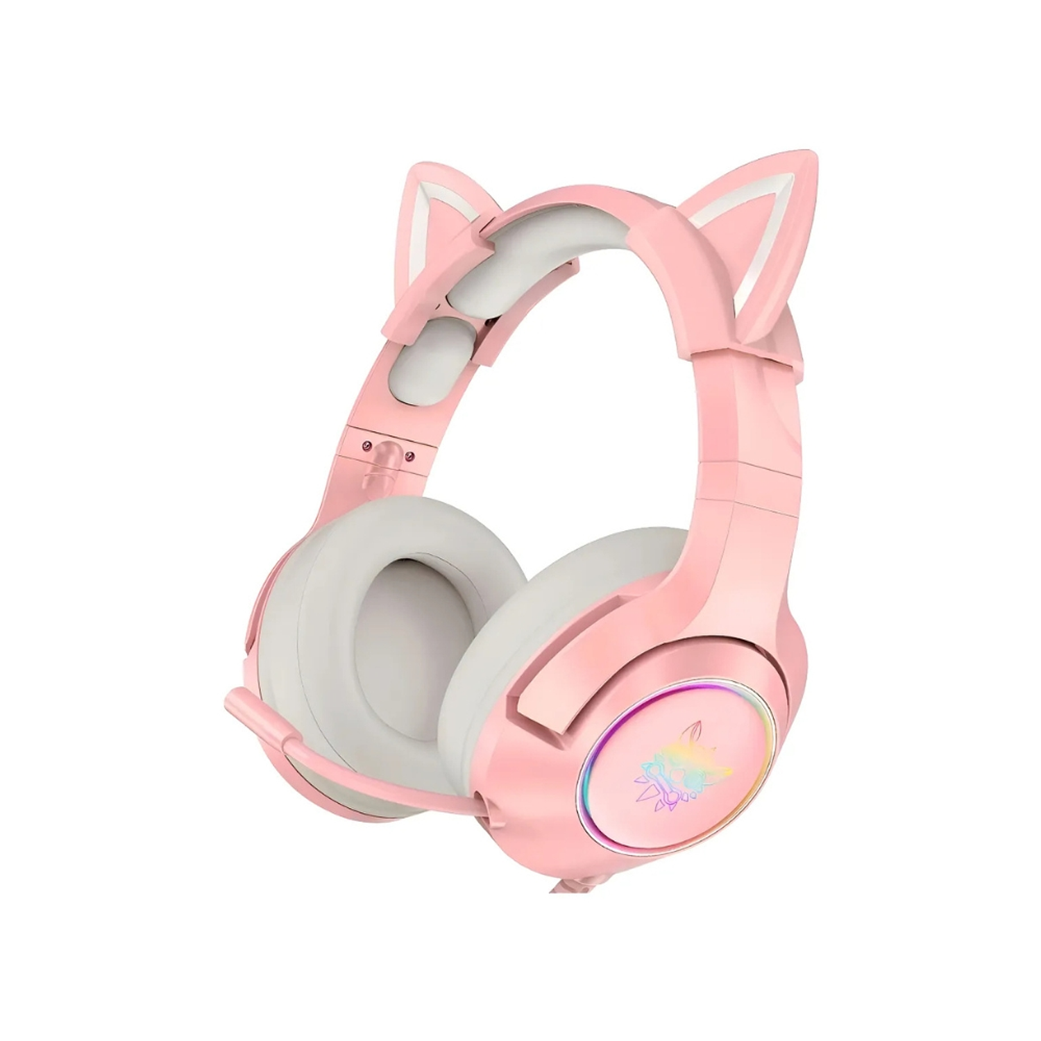 Audífonos Gamer Onikuma K9 + Kitty Ears, RGB, Color Rosado 1