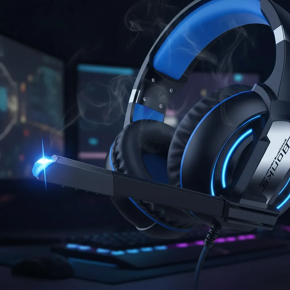 Audífono Gamer Bonks G1, RGB, Aux, Color Azul 3