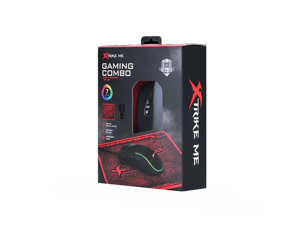 Pack Gamer Xtrike Me GMP-290 Mouse + Mousepad, 3600 DPI 3
