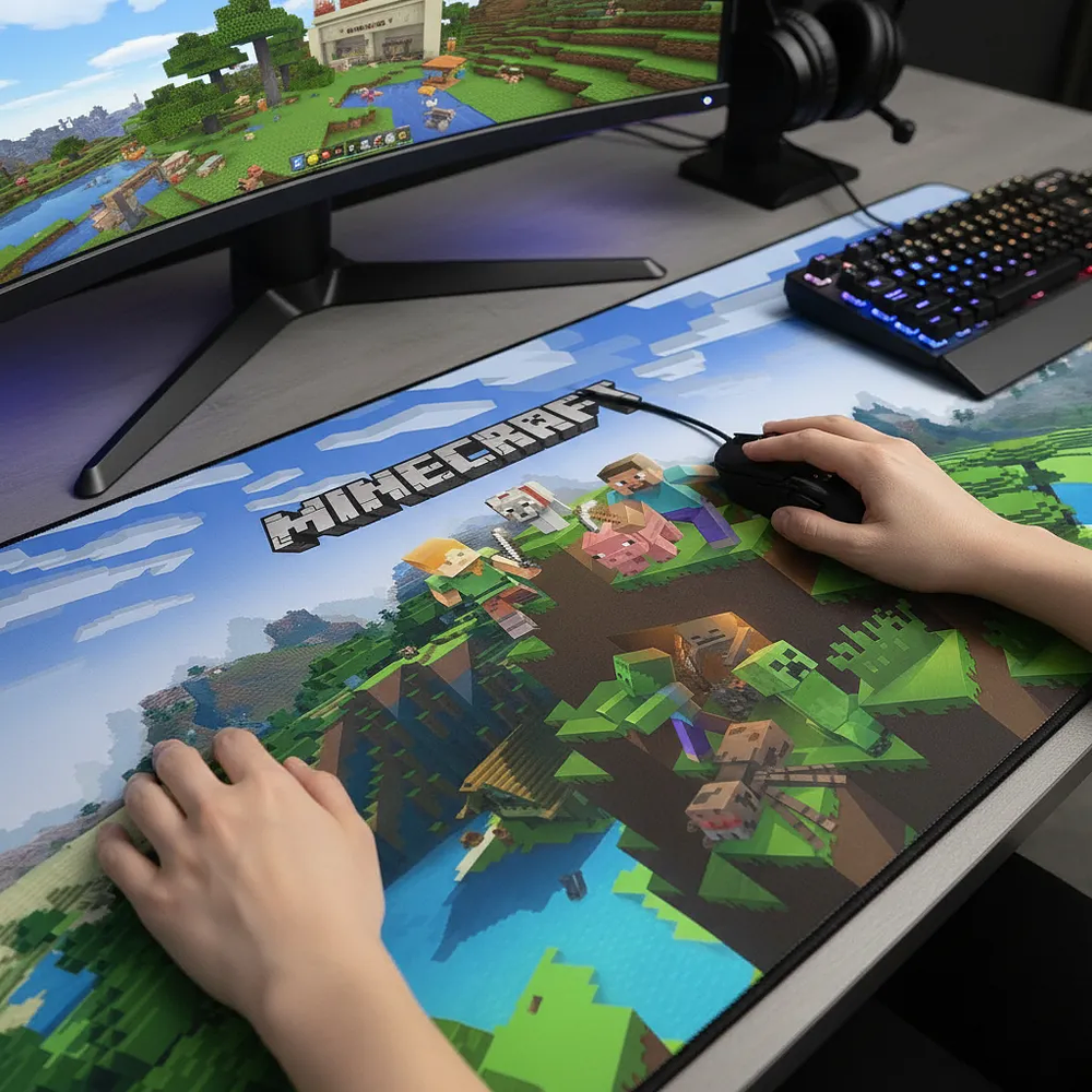 Escritorio Gamer Panther RGB, 120Cm x 60Cm, Incluye MousePad Minecraft 3