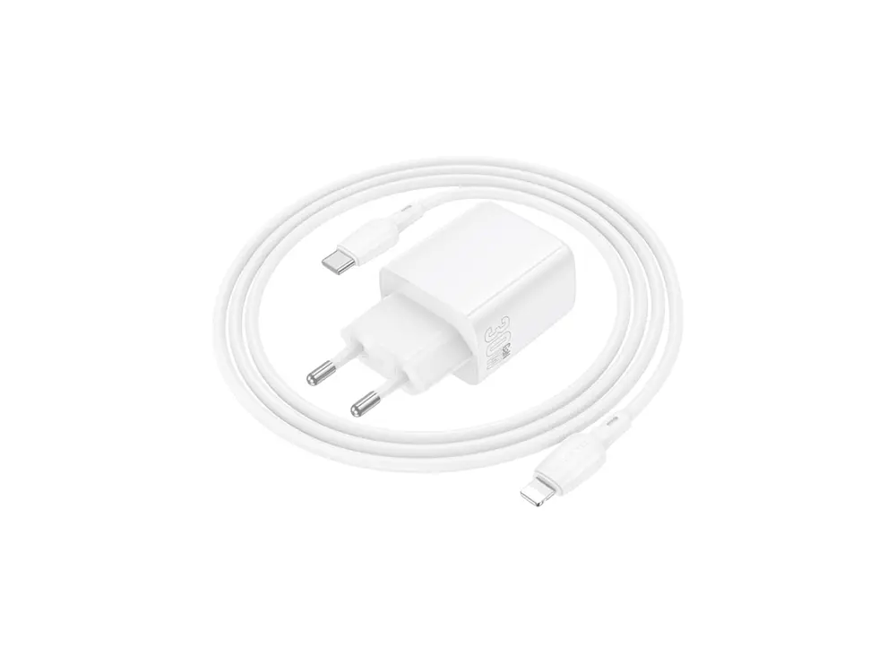 Cargador Borofone BN29 SEC GaN 30W, Doble Puerto + Cable Lightning 6