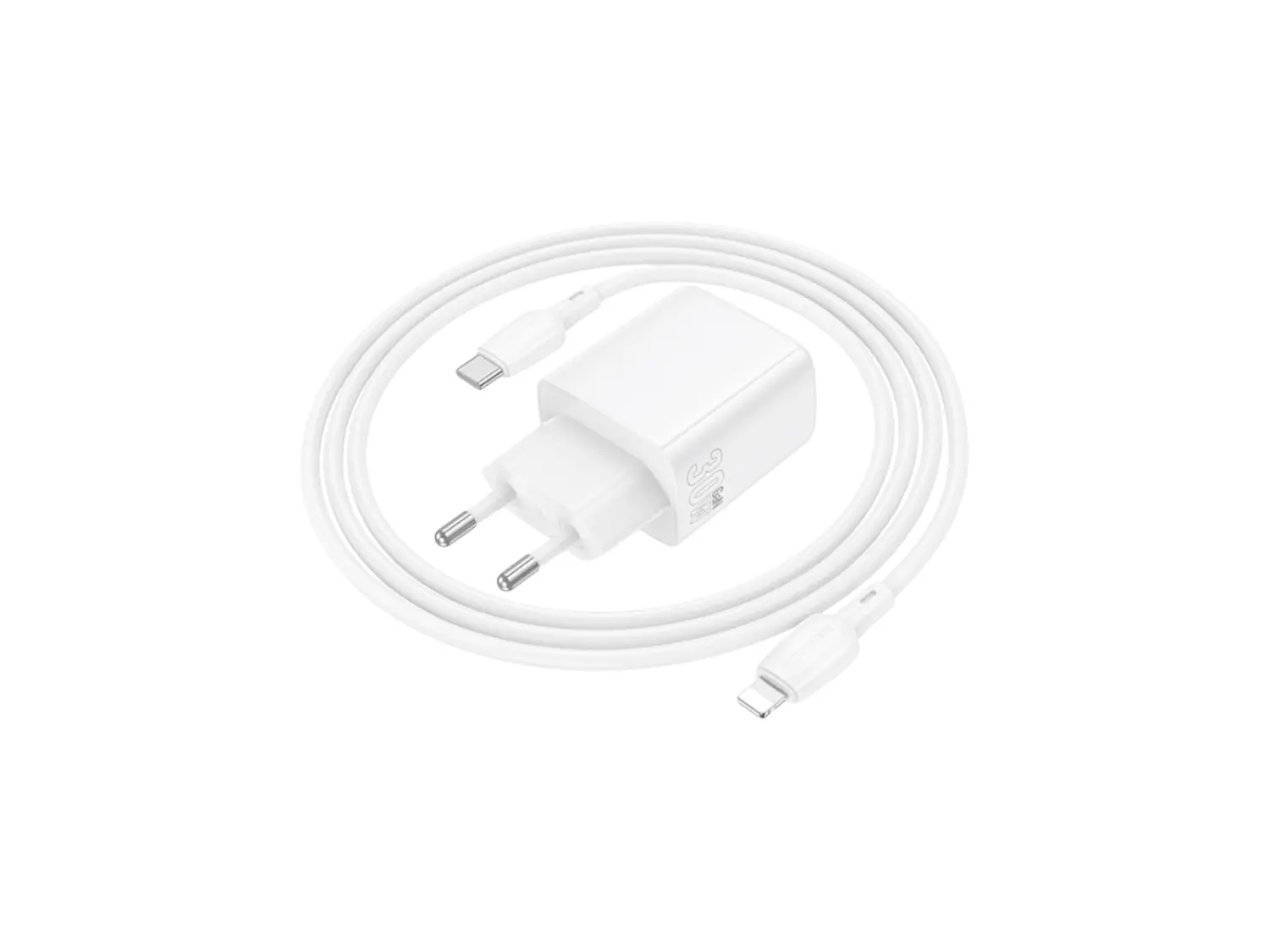 Cargador Borofone BN29 SEC GaN 30W, Doble Puerto + Cable Lightning 6