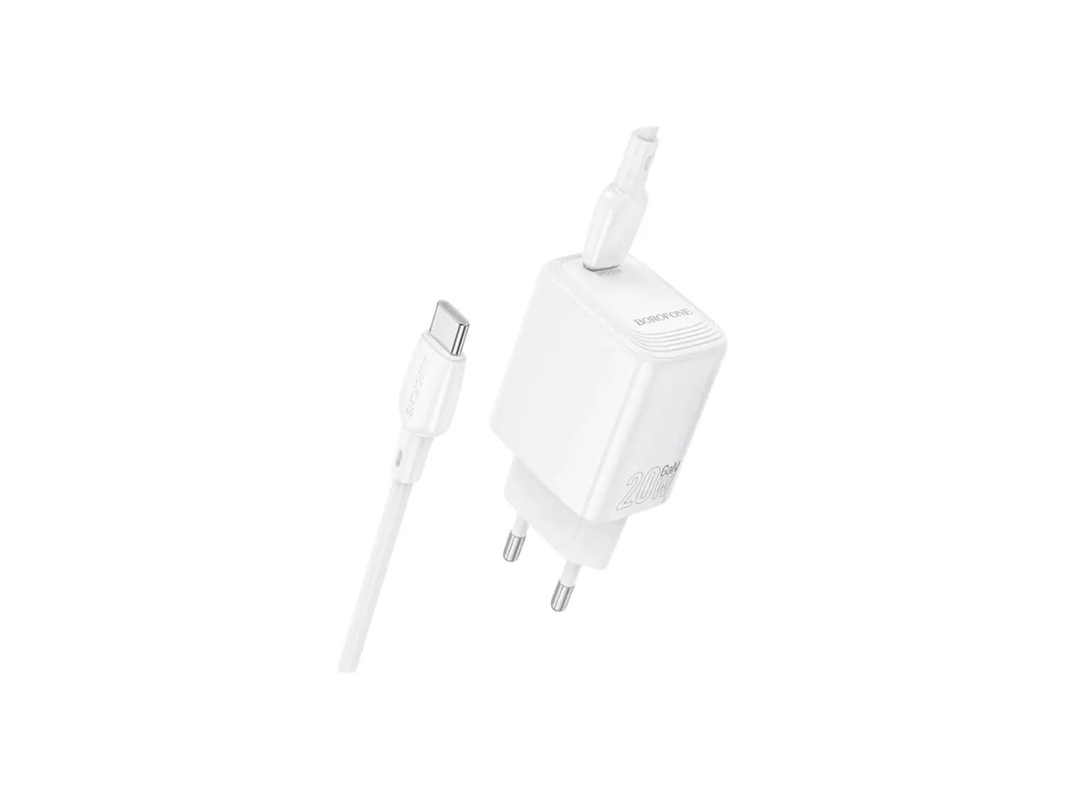 Cargador Borofone BN20 SEC GaN 20W, Puerto USB C + Cable Usb C 2