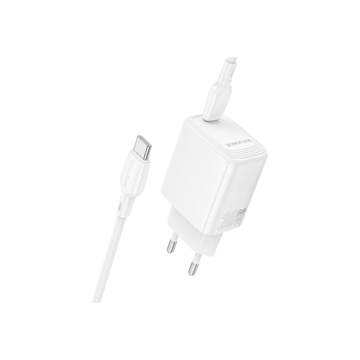 Cargador Borofone BN20 SEC GaN 20W, Puerto USB C + Cable Usb C 2