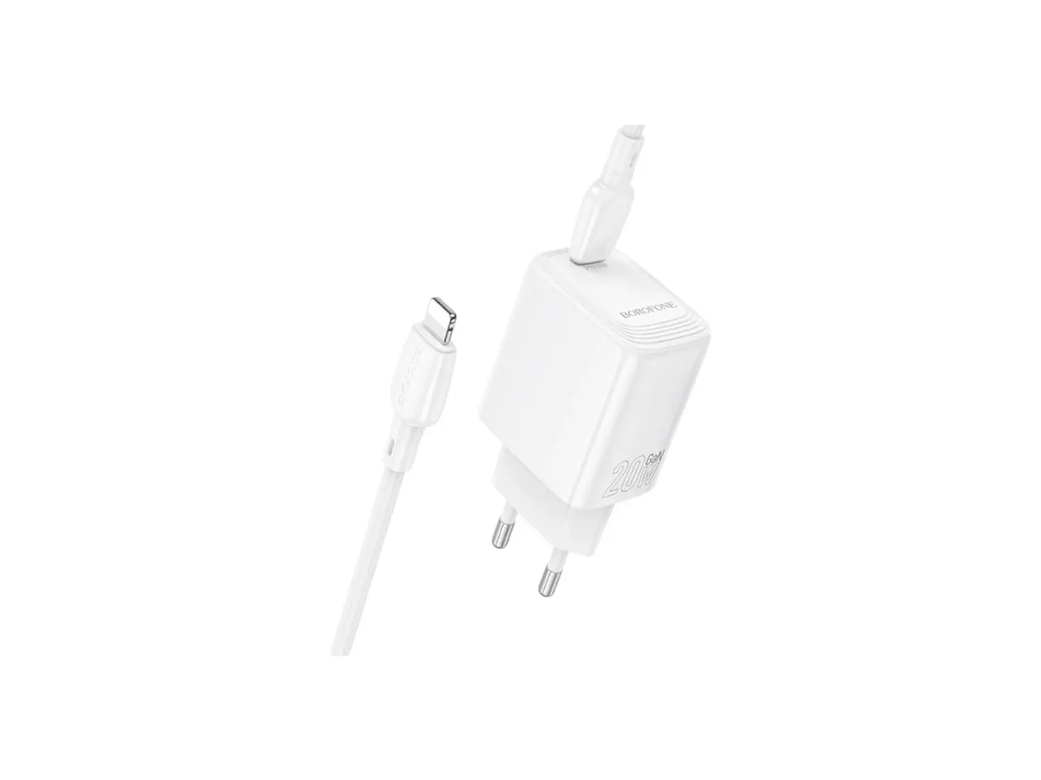 Cargador Borofone BN26 SEC GaN 20W, Puerto USB C + Cable Lightning 2