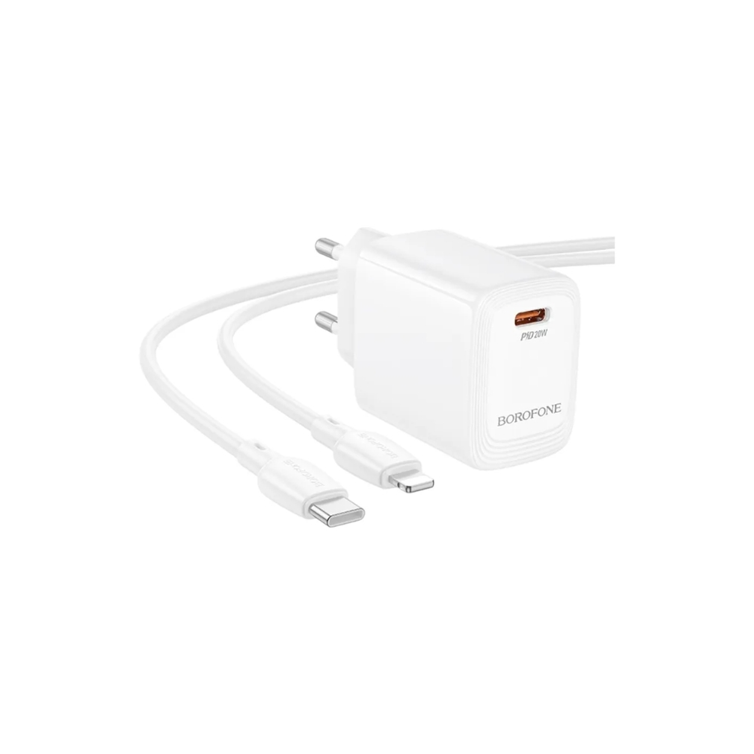 Cargador Borofone BN26 SEC GaN 20W, Puerto USB C + Cable Lightning 4