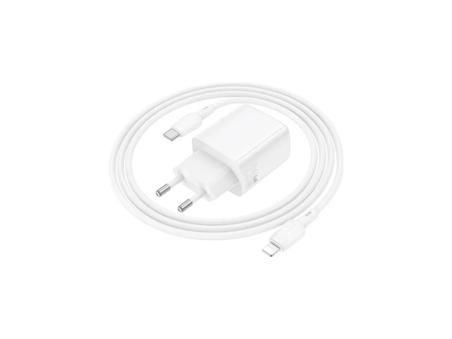 Cargador Borofone BN26 SEC GaN 20W, Puerto USB C + Cable Lightning 6