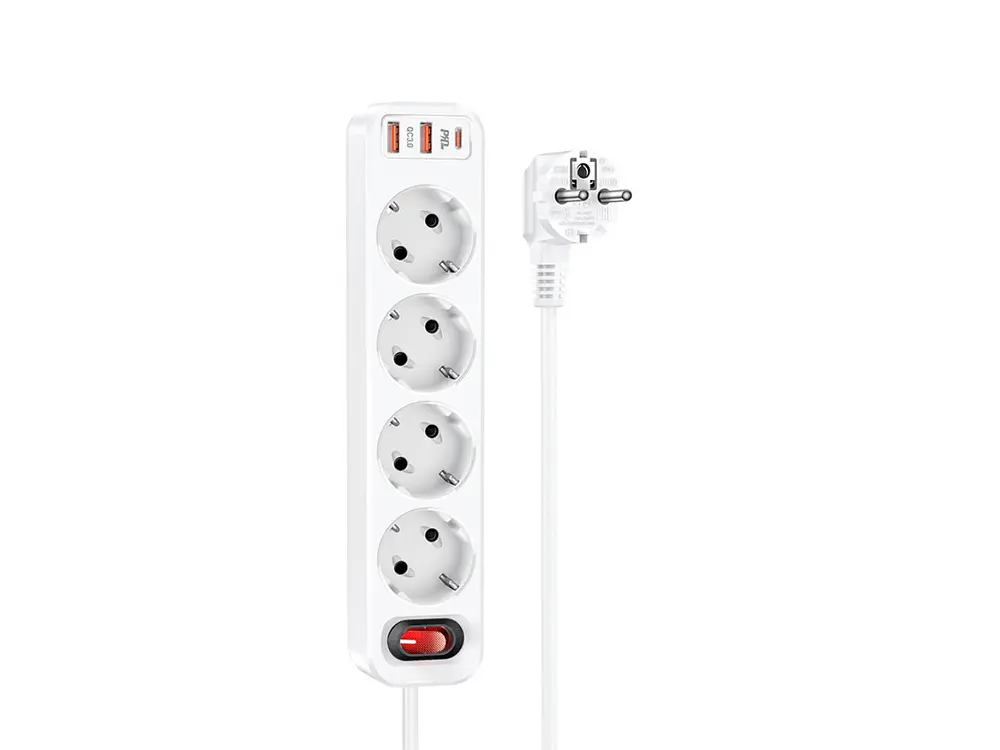 Alargador Inteligente Hoco NS1, 4000w, Color Blanco 1