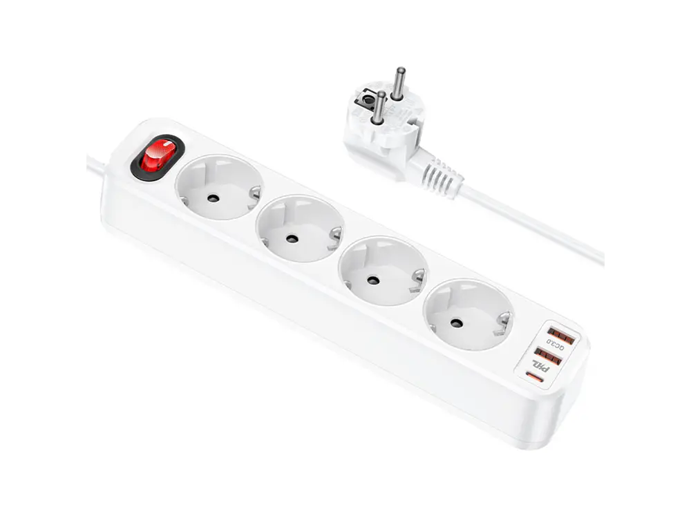Alargador Inteligente Hoco NS1, 4000w, Color Blanco 2