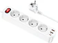 Alargador Inteligente Hoco NS1, 4000w, Color Blanco - Miniatura 2