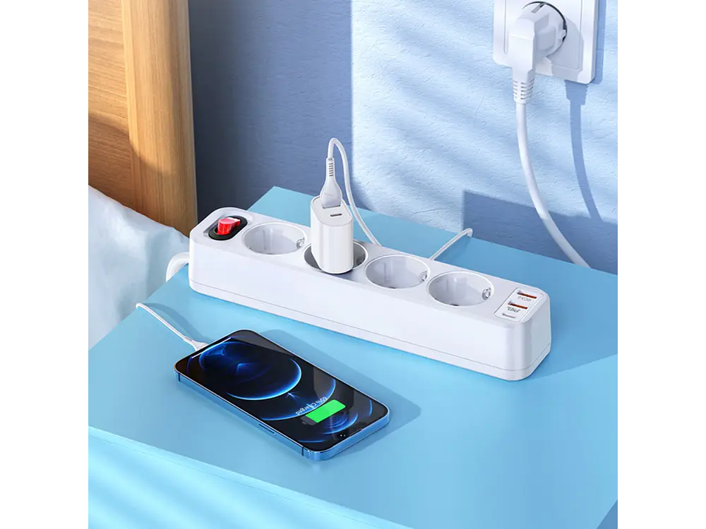 Alargador Inteligente Hoco NS1, 4000w, Color Blanco 4
