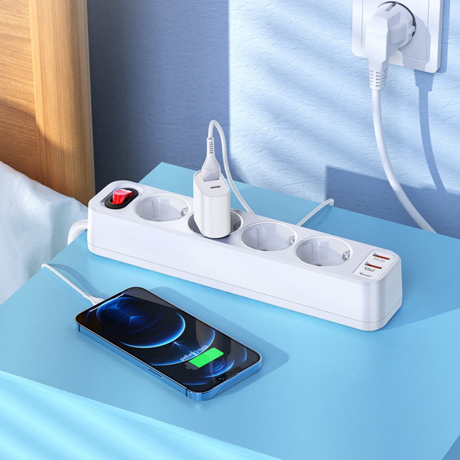 Alargador Inteligente Hoco NS1, 4000w, Color Blanco 4