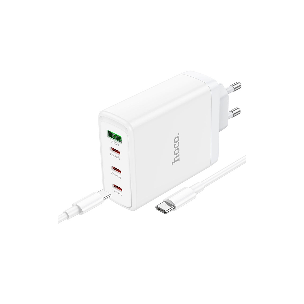 Turbo Cargador Hoco N31 100W,  1 USB A + 3 USB-C, Color Blanco 2