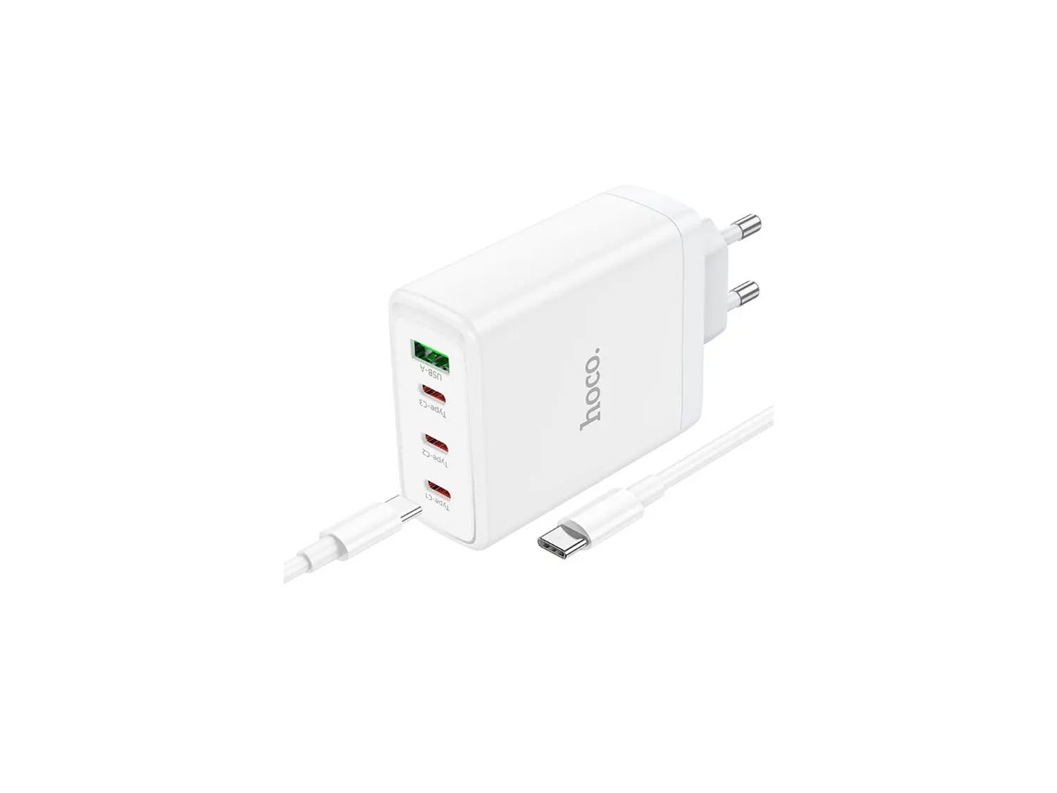 Turbo Cargador Hoco N31 100W,  1 USB A + 3 USB-C, Color Blanco 2