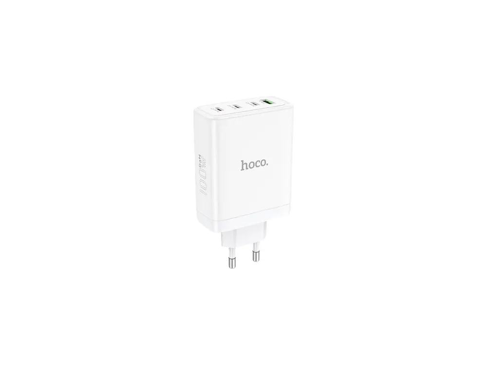 Turbo Cargador Hoco N31 100W,  1 USB A + 3 USB-C, Color Blanco 3