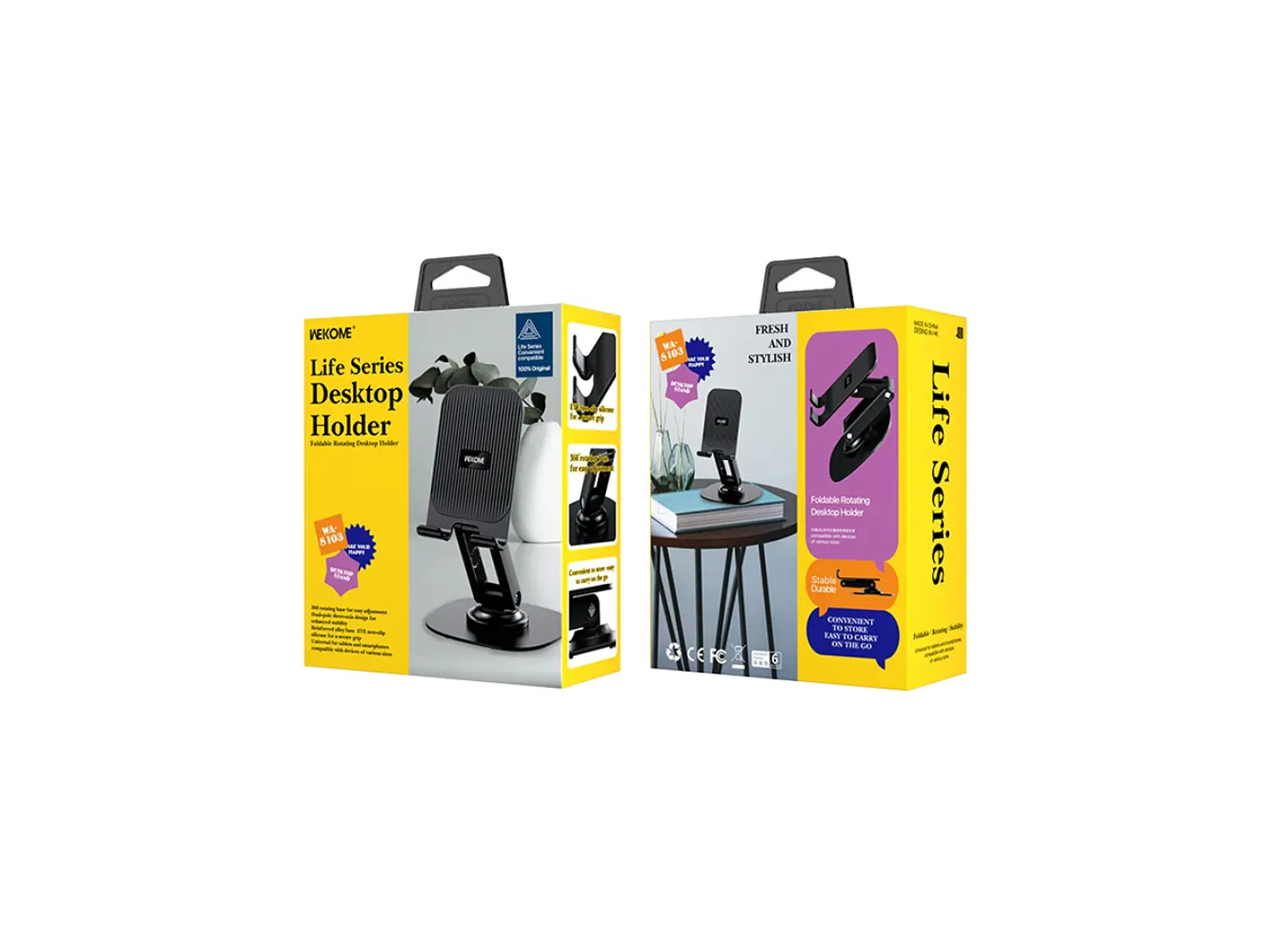 Soporte Para Teléfono Wekome WA-S103, Giro 360°, Color Negro 2