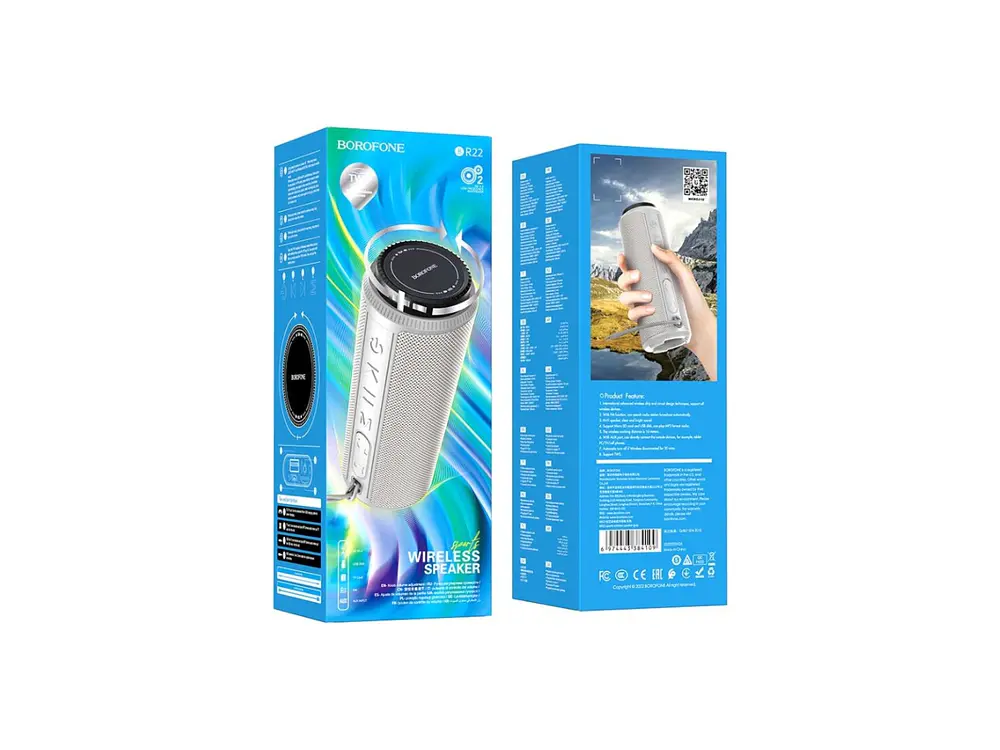 Parlante Bluetooth Tws Borofone BR22 Deportivo, Color Gris 3