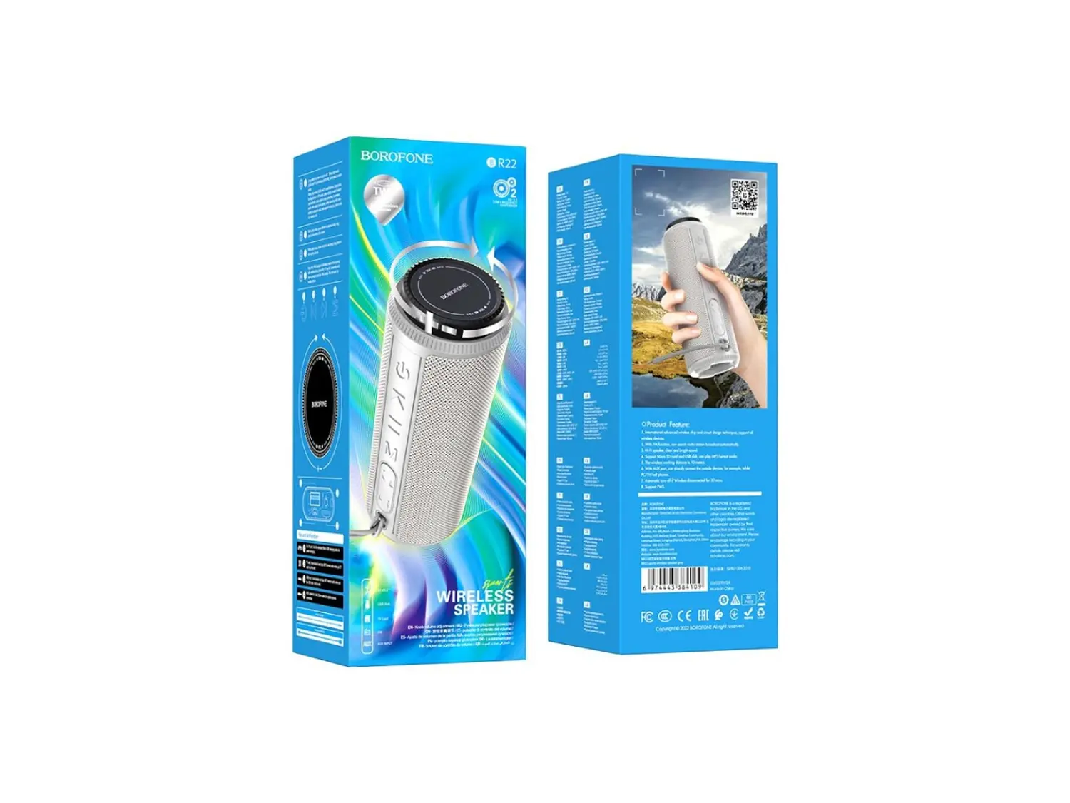 Parlante Bluetooth Tws Borofone BR22 Deportivo, Color Gris 3