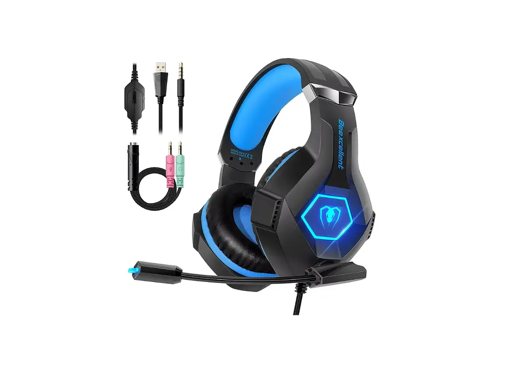 Audífono Gamer Beexcellent GM-6, Color Negro, Luz Azul 3