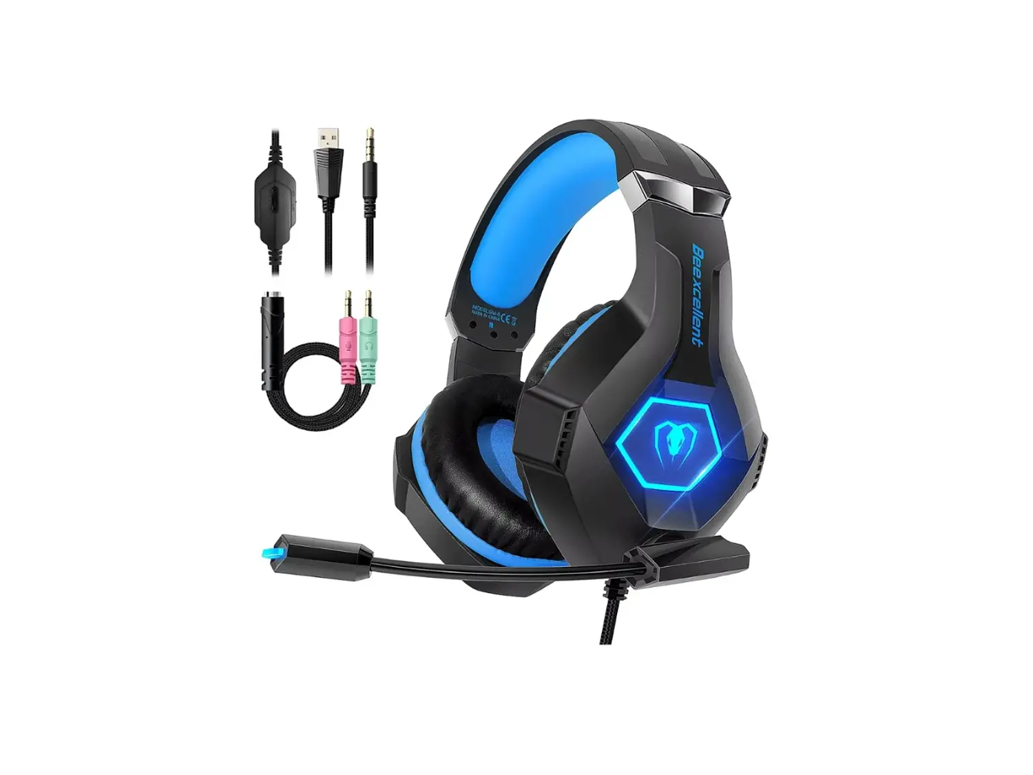Audífono Gamer Beexcellent GM-6, Color Negro, Luz Azul 3