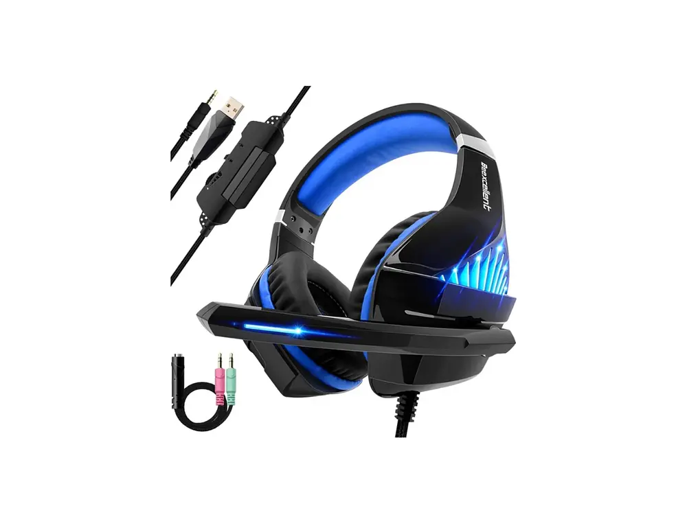 Audífono Gamer Beexcellent GM-5, Color Negro, Luz Azul 3