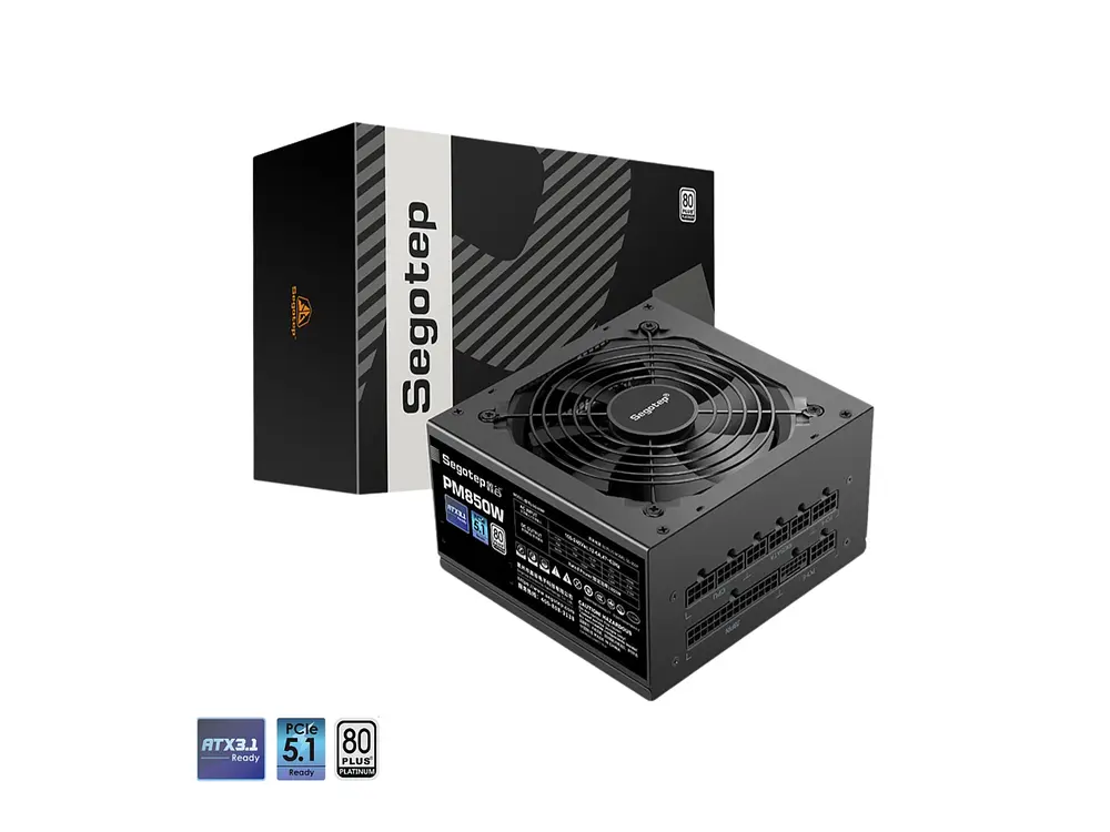 Fuente de Poder Segotep PM850W 80 Plus Platinum, Color Negro 1