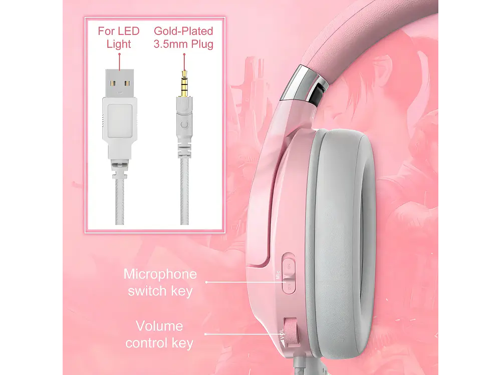 Audifono Gamer Onikuma K15, Color Rosa 2