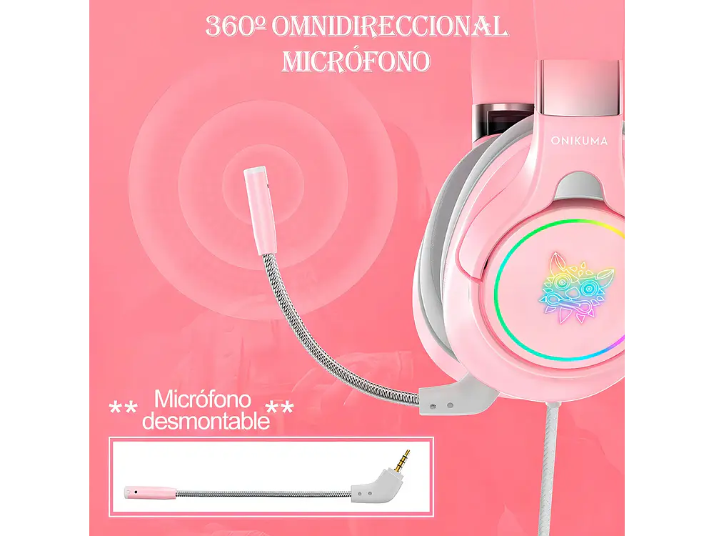 Audifono Gamer Onikuma K15, Color Rosa 3