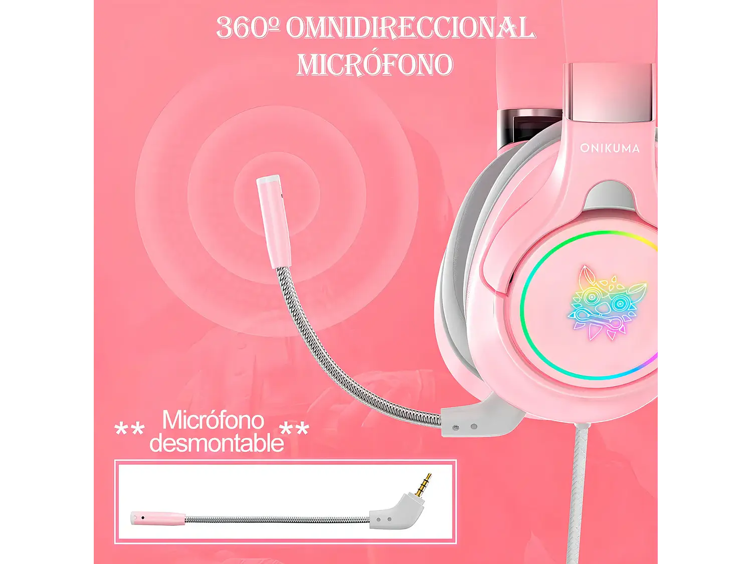 Audifono Gamer Onikuma K15, Color Rosa 3