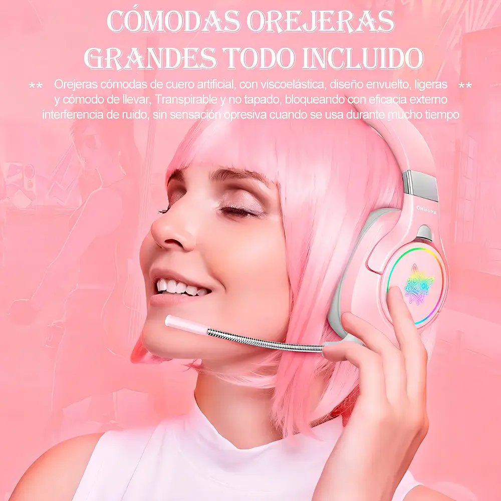 Audifono Gamer Onikuma K15, Color Rosa 4