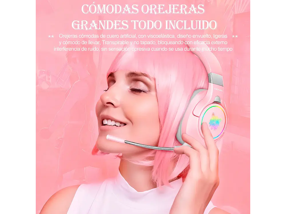 Audifono Gamer Onikuma K15, Color Rosa 4