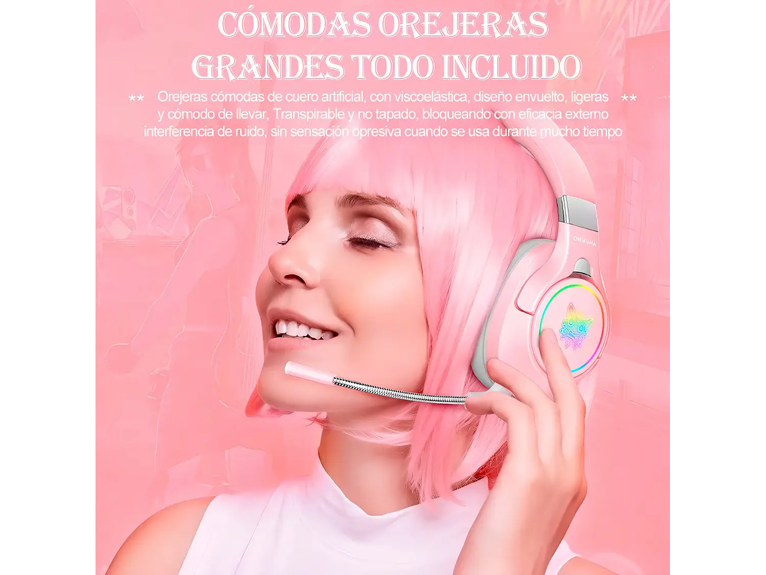 Audifono Gamer Onikuma K15, Color Rosa 4