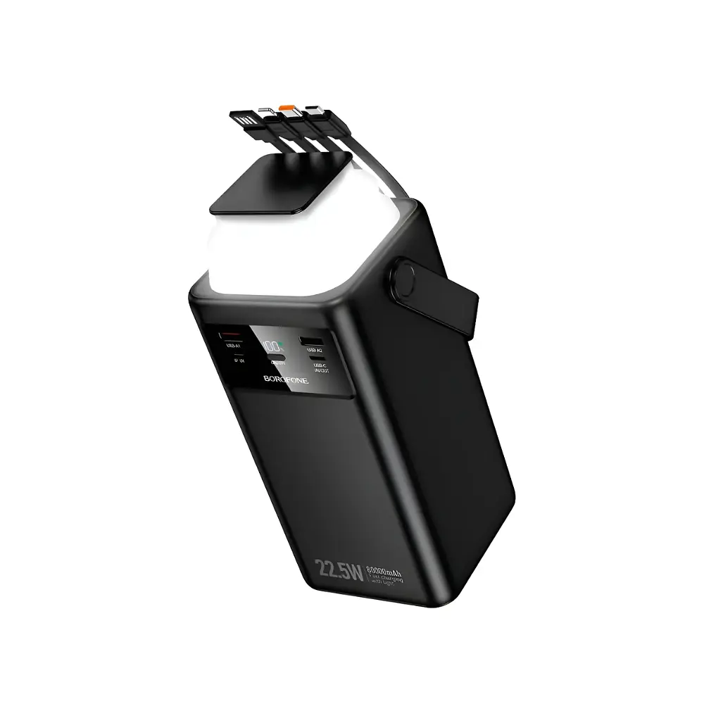 PowerBank Borofone BJ65B 80.000 mAh con Lámpara, Color Negro, 22.5W, PD20W 1