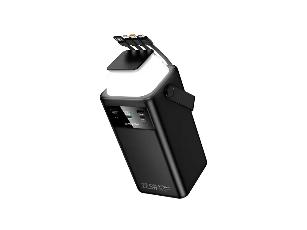 PowerBank Borofone BJ65B 80.000 mAh con Lámpara, Color Negro, 22.5W, PD20W 1