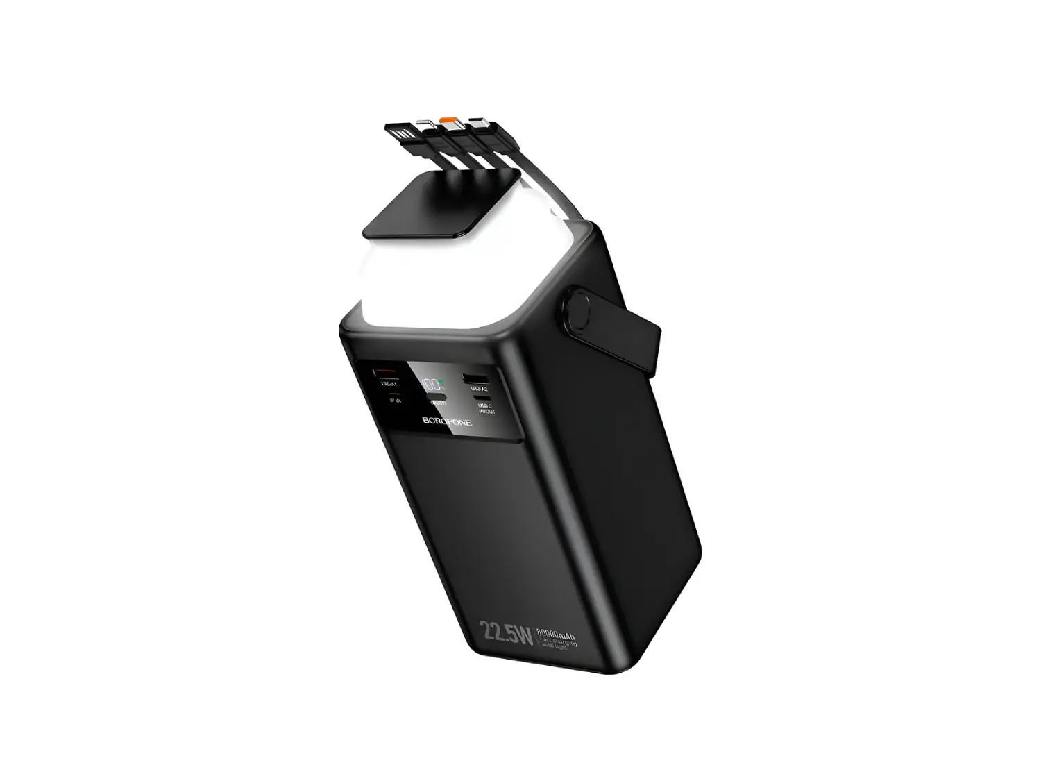 PowerBank Borofone BJ65B 80.000 mAh con Lámpara, Color Negro, 22.5W, PD20W 1