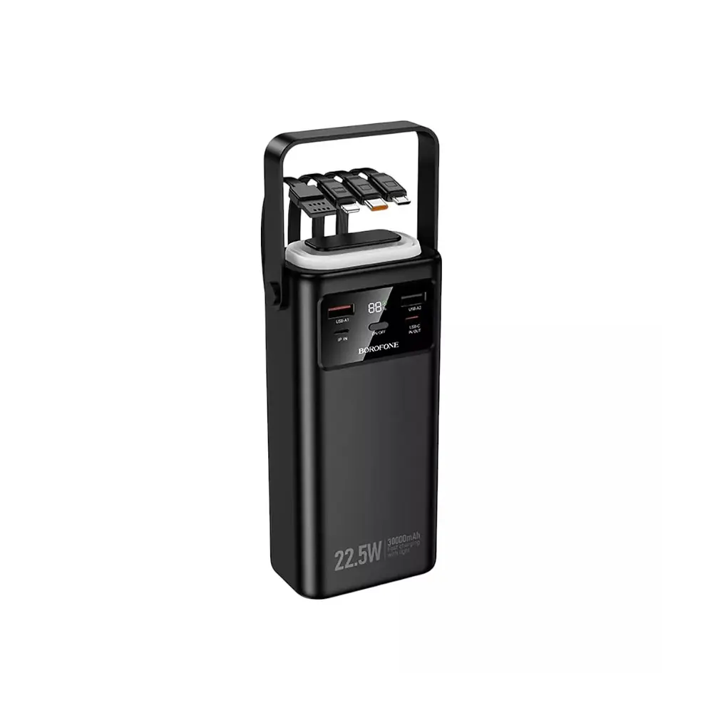PowerBank Borofone BJ65 30.000 mAh con Lámpara, Color Negro, 22.5W, PD20W 1
