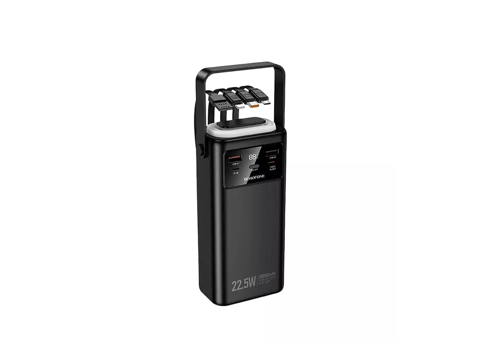 PowerBank Borofone BJ65 30.000 mAh con Lámpara, Color Negro, 22.5W, PD20W 1